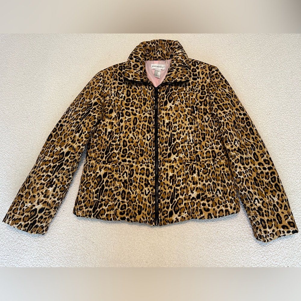 Newport News Leopard Print Lightweight Puffer Jacket